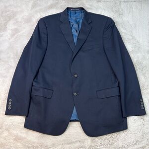 Hart Schaffner Marx Sport Coat Mens 44R Blue Windowpane 2 Button Made in USA